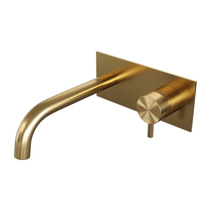 Brauer Edition 5-GG-004-B5 Unterputz-Waschtischarmatur mit geschwungenem Auslauf und Abdeckplatte Modell B1 gold gebürstet PVD