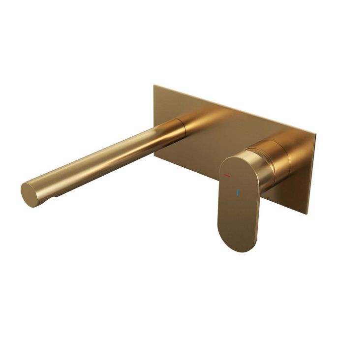 Brauer Edition 5-GG-004-S3 concealed basin mixer with straight spout and cover plate model C1 brushed gold PVD