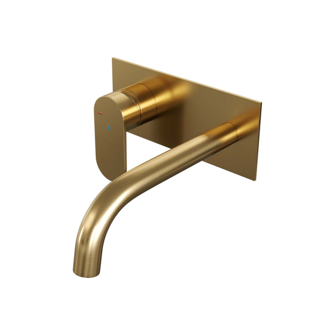 Brauer Edition 5-GG-083-B3 recessed basin mixer with curved spout and cover plate model C2 gold brushed PVD