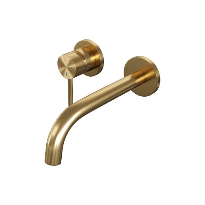 Brauer Edition 5-GG-083 recessed basin mixer with curved spout and rosettes model A2 gold brushed PVD