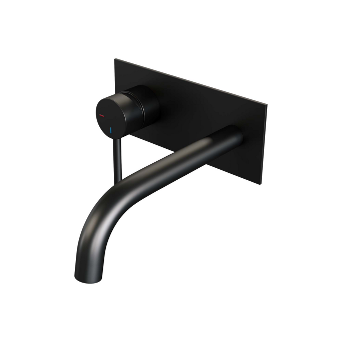 Brauer Edition 5-S-083-B2 inbouw wastafelmengkraan met gebogen uitloop en afdekplaat model A2 mat zwart