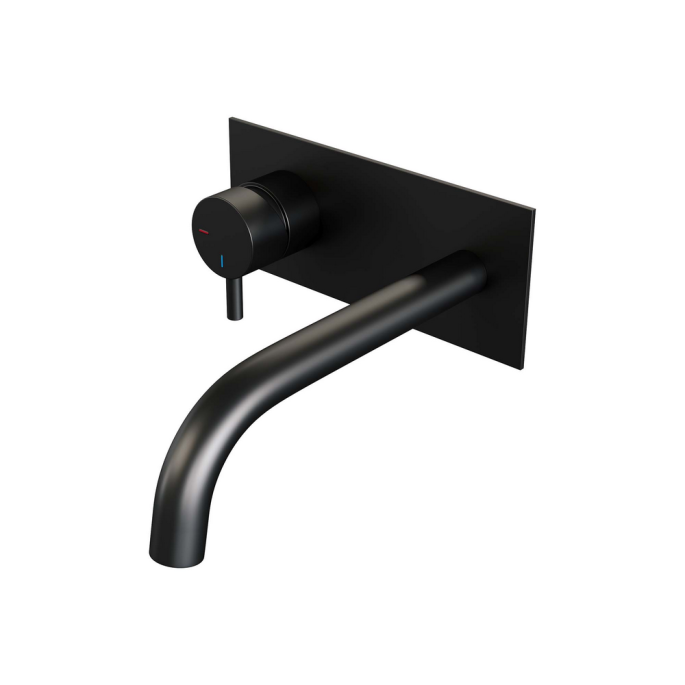 Brauer Edition 5-S-083-B5 inbouw wastafelmengkraan met gebogen uitloop en afdekplaat model B2 mat zwart