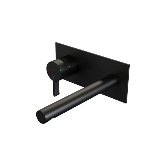 Brauer Edition 5-S-083-S1 inbouw wastafelmengkraan met rechte uitloop en afdekplaat model E2 mat zwart