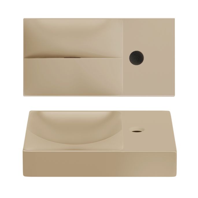 Clou Vale CL033416101R fountain 38x19cm with tap hole right matt mustard ceramic