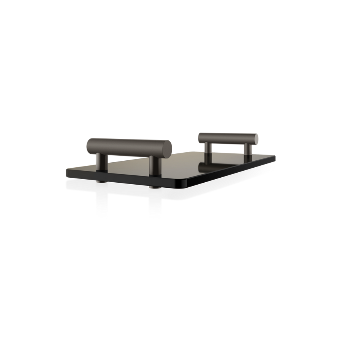 Decor Walther Bar 0857068 BAR TAB Tablett 33x17cm aus dunklem Glas/matt dunklem Metall