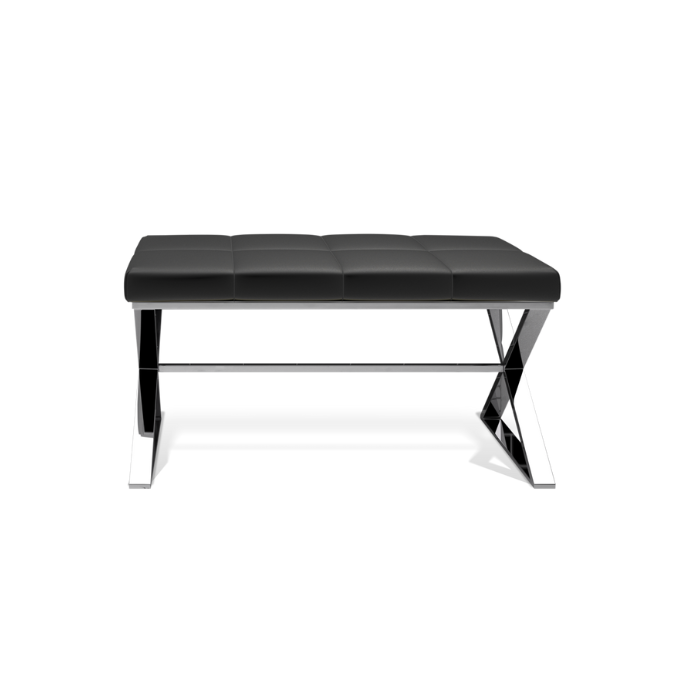 Decor Walther Bank 0509605 BENCH Bank Edelstahl poliert/ Öko-Lederpolster schwarz
