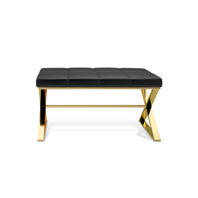 Decor Walther Bank 0509627 BENCH Bank gold/ Öko-Lederkissen schwarz