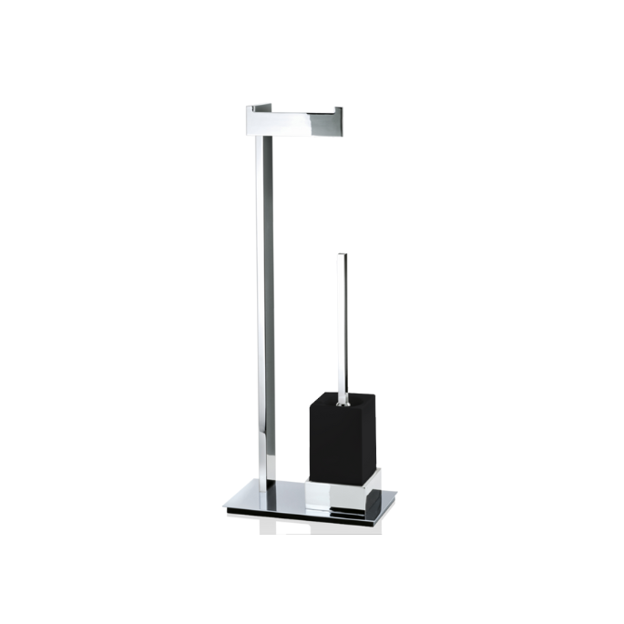Decor Walther Brick 0591305 BK SBK toiletborstelhouder/ toiletrolhouder standaard porselein zwart/ chroom