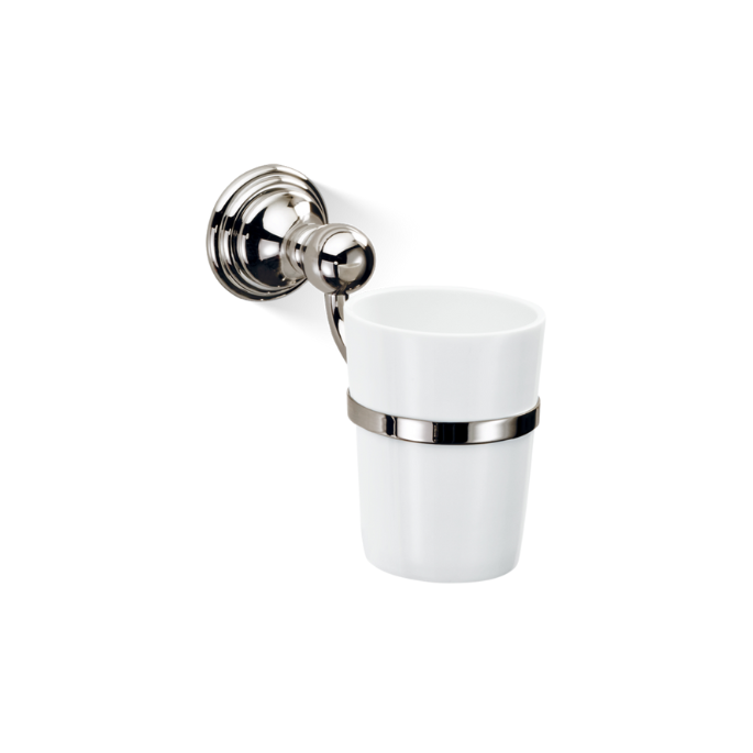 Decor Walther Classic 0511430 CL WMG glashouder porselein wit/ gepolijst nikkel