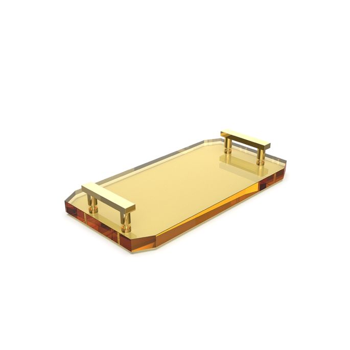 Decor Walther Crystal 0942581 KR TAB tray amber crystal/ goud
