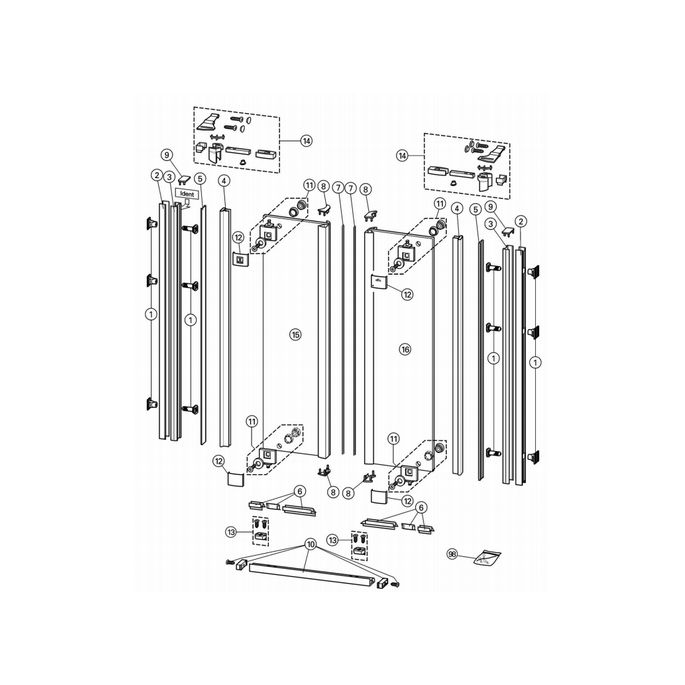 Huppe 1002, 054204 vertical sealing profile/ magnet profile