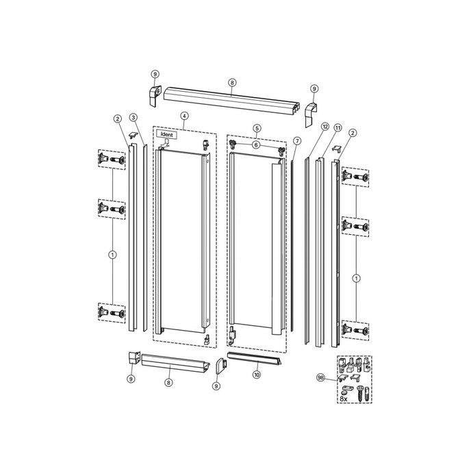 Huppe 1002, 046504 inschuif magneetstrip *Niet meer leverbaar*