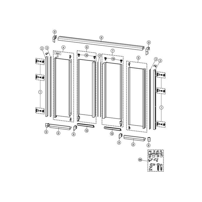 Huppe 1002, 054530 vertical cover profile