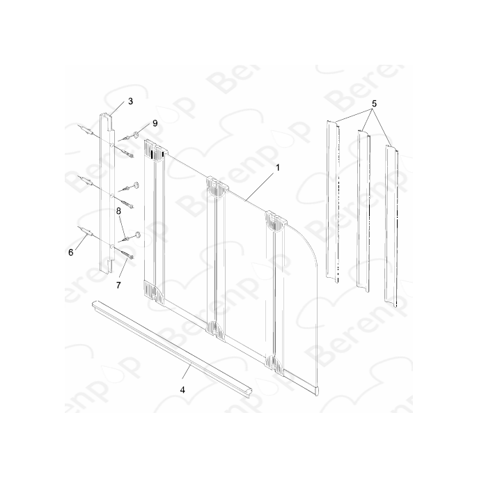 HSK Favorit / Prima E60077 vertikale Dichtung (pro Stück) für 2-teilige oder 3-teilige Badwand, grau