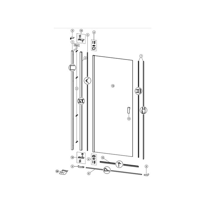Huppe Pure Pure 501 Design - Design , 059602 vertikale Dichtleiste