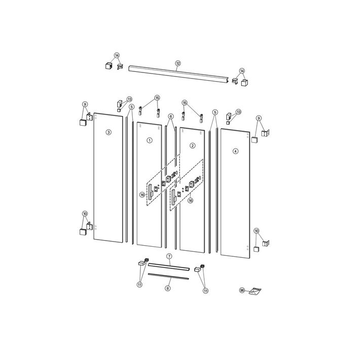 Huppe Vista pure, 066304 set of vertical sealing profiles