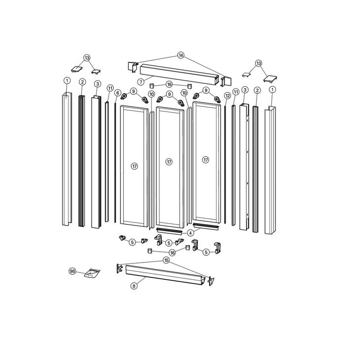 Huppe Alpha - Classic (2), 024001 verticale afdichtingsstrip