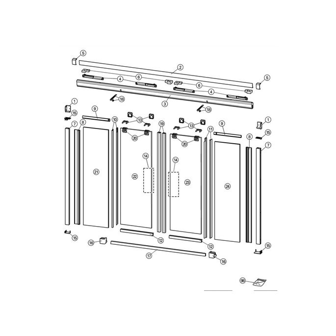 Huppe Design elegance, 025401 set of vertical sealing profiles, left