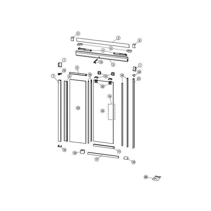 Huppe Design elegance, 068708 set of vertical sealing profiles