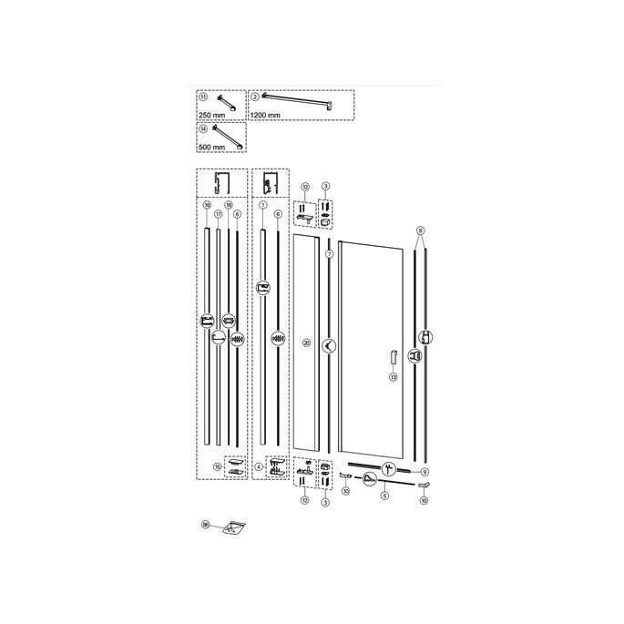 Huppe Design pure, 059330 vertical sealing profile