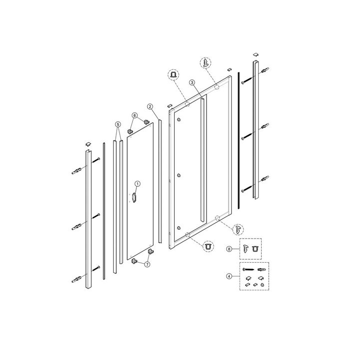 Huppe X1, 061262 vertical sealing profile, fixed segment