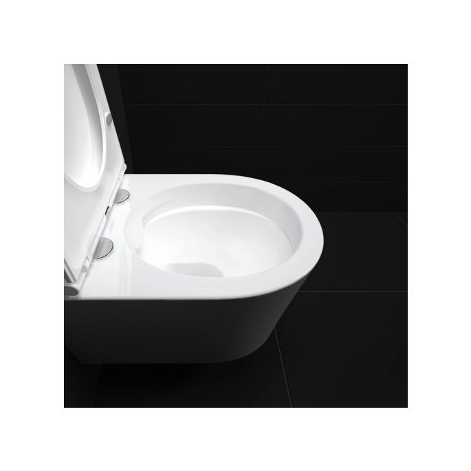 Clou InBe IB0401140 Randlose 48cm Wandtoilette mit Toilettensitz weiß glänzend