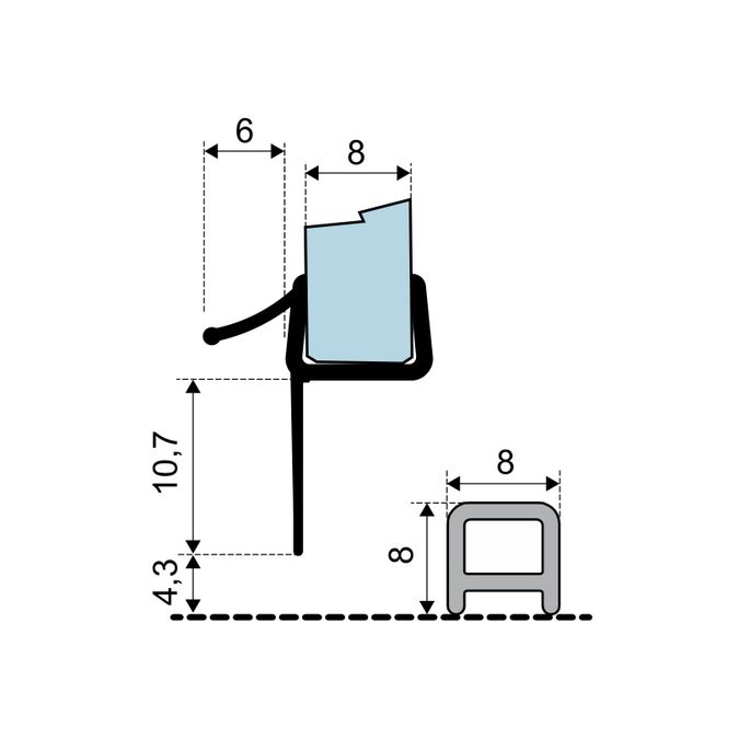 Duka GUML245 set gebogen afdichtprofielen 100cm transparant, 8mm