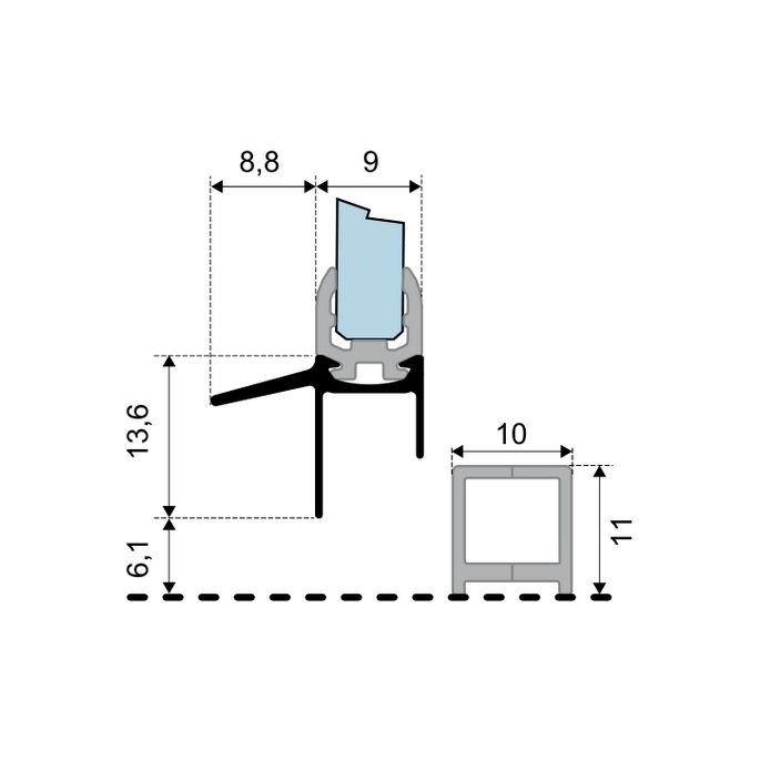 Duka GUMT858-E afdichtprofiel 100cm transparant, 6mm