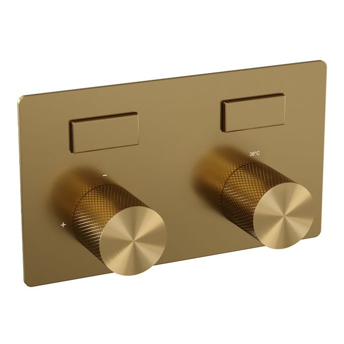 Brauer Carving 5-GG-213 thermostatic concealed bath mixer with push buttons SET 04 gold brushed PVD