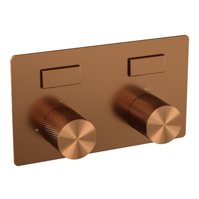 Brauer Carving 5-GK-207 thermostatische inbouw regendouche met drukknoppen SET 72 koper geborsteld PVD