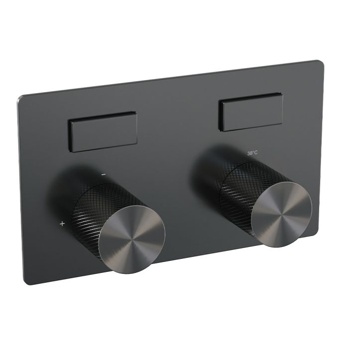 Brauer Carving 5-GM-199 thermostatische inbouw regendouche met drukknoppen SET 64 gunmetal geborsteld PVD