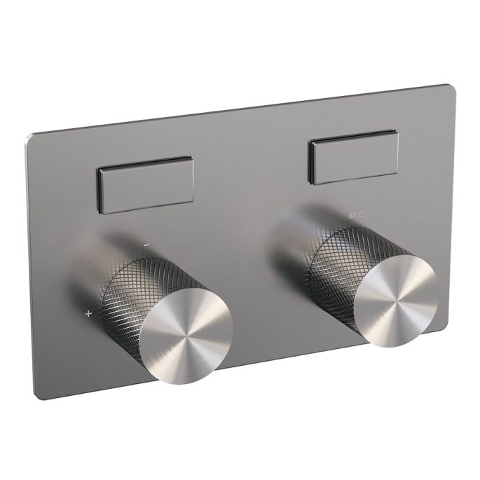 Brauer Carving 5-NG-189 thermostatische inbouw regendouche met drukknoppen SET 54 RVS geborsteld PVD