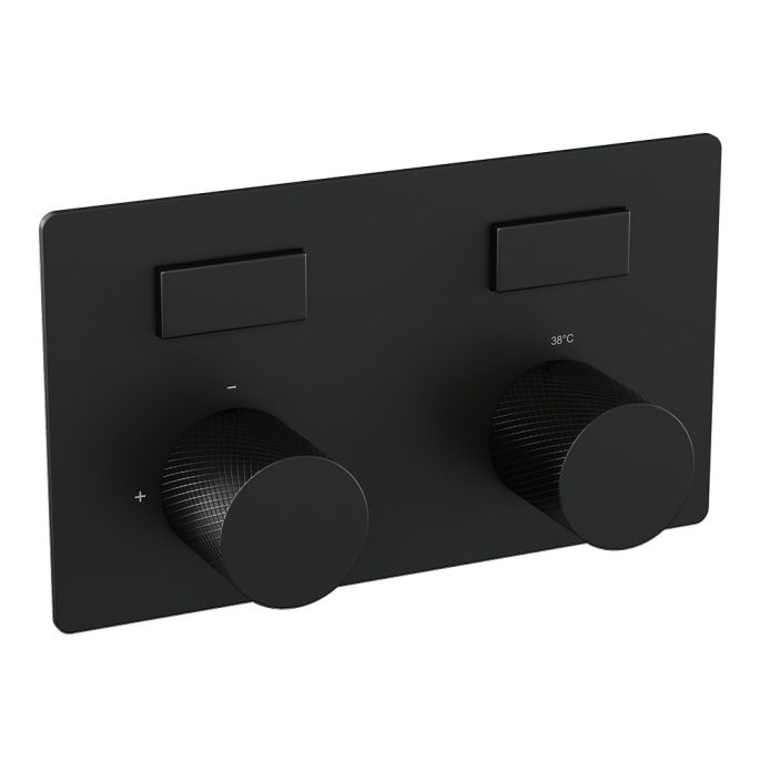 Brauer Carving 5-S-201 thermostatische inbouw regendouche met drukknoppen SET 66 mat zwart