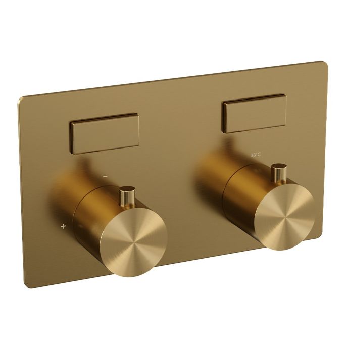 Brauer Edition 5-GG-209 thermostatische inbouw badkraan met drukknoppen SET 04 goud geborsteld PVD