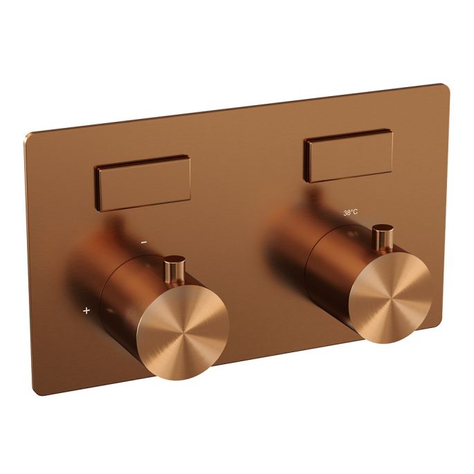 Brauer Edition 5-GK-160 thermostatische inbouw regendouche met drukknoppen SET 49 koper geborsteld PVD