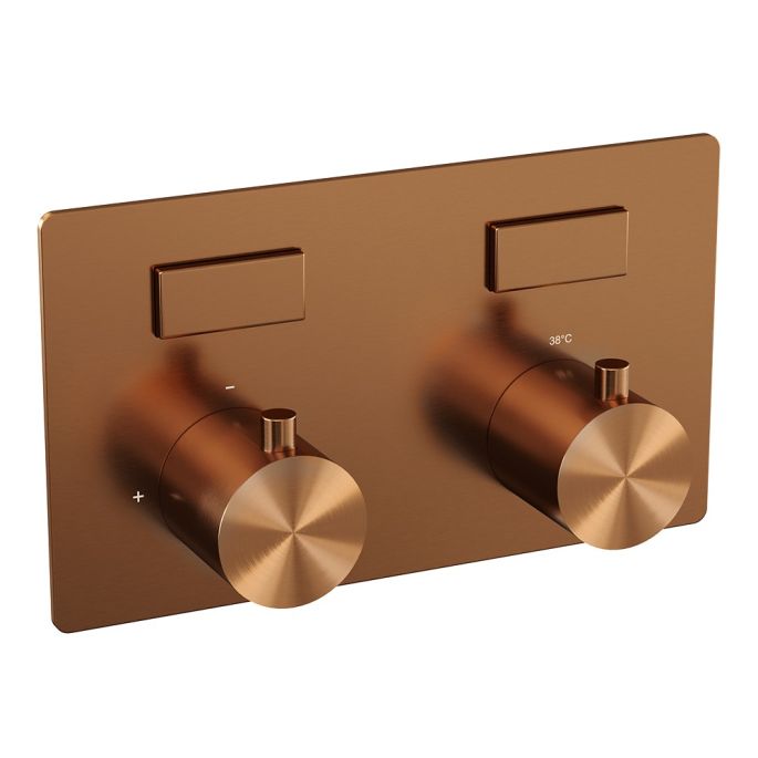 Brauer Edition 5-GK-211 thermostatic concealed bath mixer with push buttons SET 04 copper brushed PVD