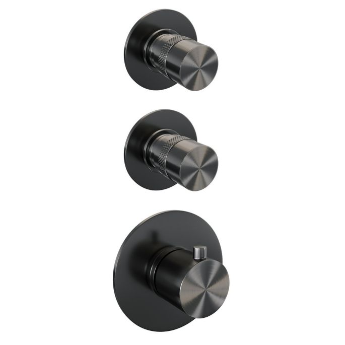 Brauer Edition 5-GM-025 thermostatic concealed rain shower SET 05 gunmetal brushed PVD