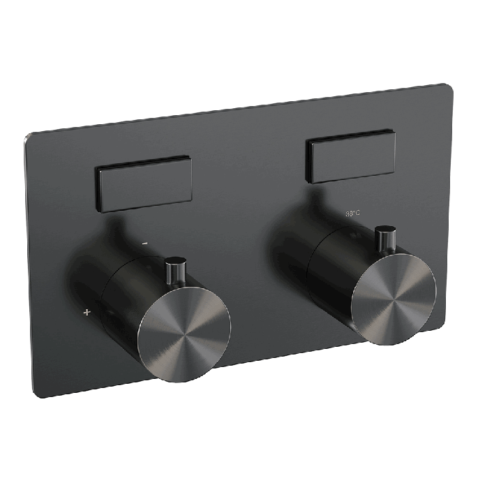 Brauer Edition 5-GM-208 thermostatic concealed bath mixer with push buttons SET 03 gunmetal brushed PVD