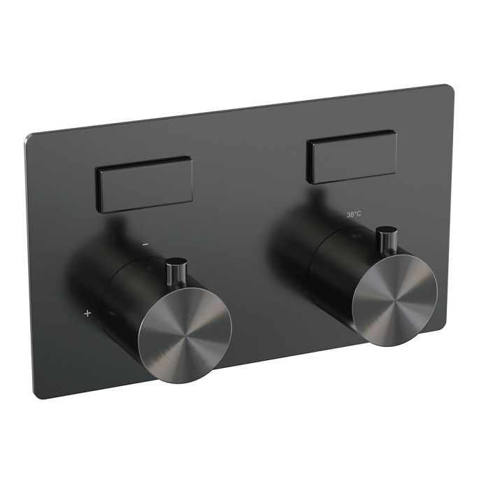 Brauer Edition 5-GM-211 thermostatic concealed bath mixer with push buttons SET 04 gunmetal brushed PVD