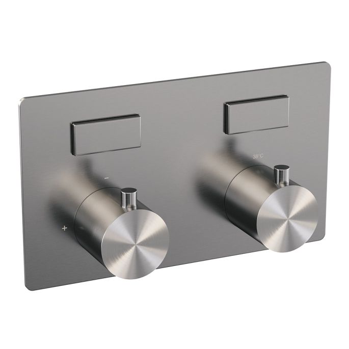 Brauer Edition 5-NG-160 thermostatic concealed rain shower with push buttons SET 49 brushed stainless steel PVD