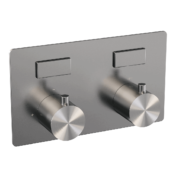 Brauer Edition 5-NG-208 thermostatic concealed bath mixer with push buttons SET 03 brushed stainless steel PVD