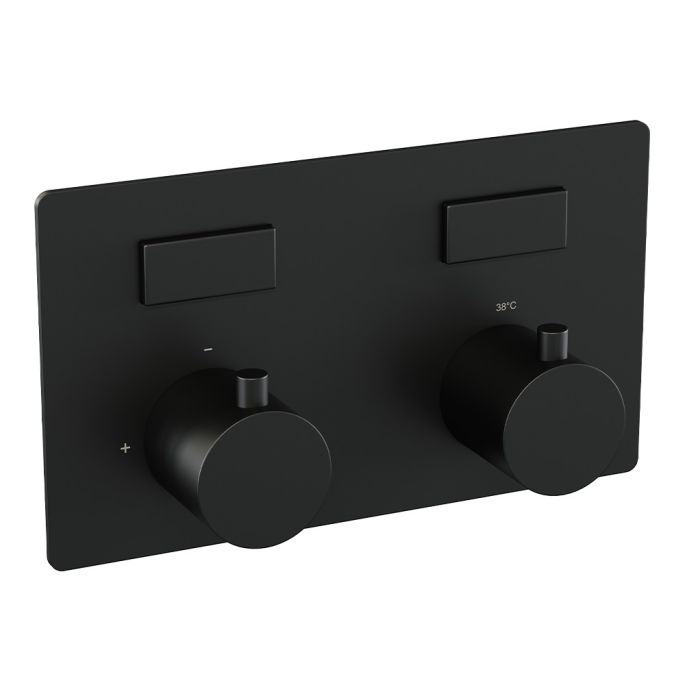 Brauer Edition 5-S-210 thermostatic concealed bath mixer with push buttons SET 03 matt black