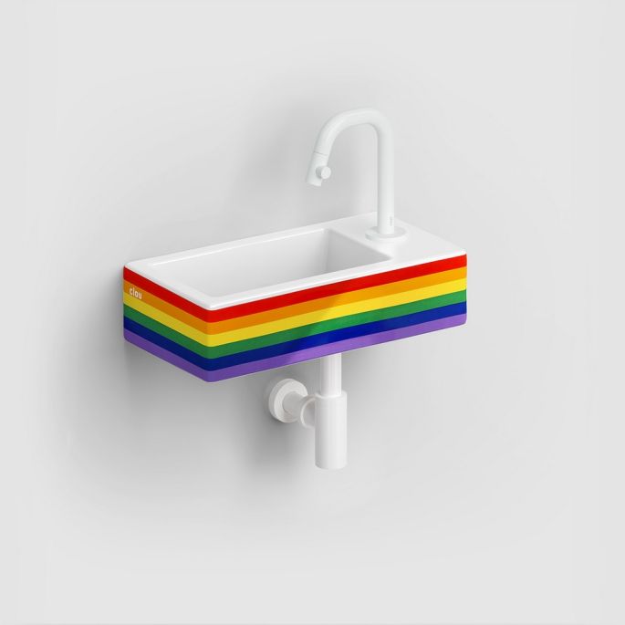 Clou Flush 3 CL0369030 Handwaschbecken 36cm Regenbogen glänzend aus Keramik