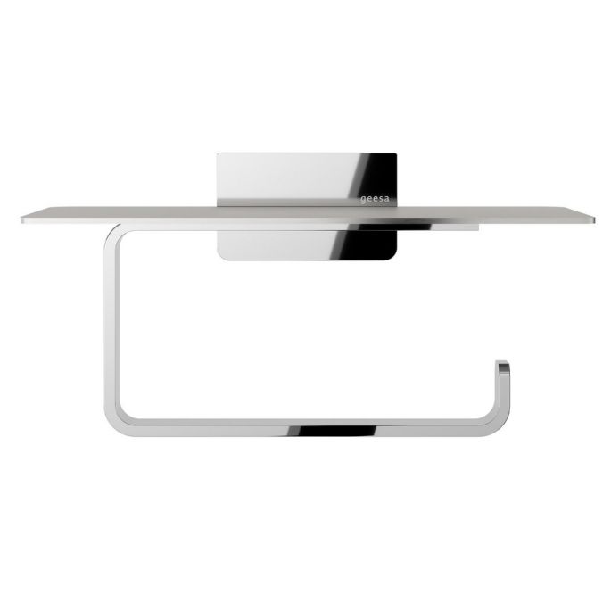 Geesa Craft 911524-02 toilet roll holder with shelf chrome
