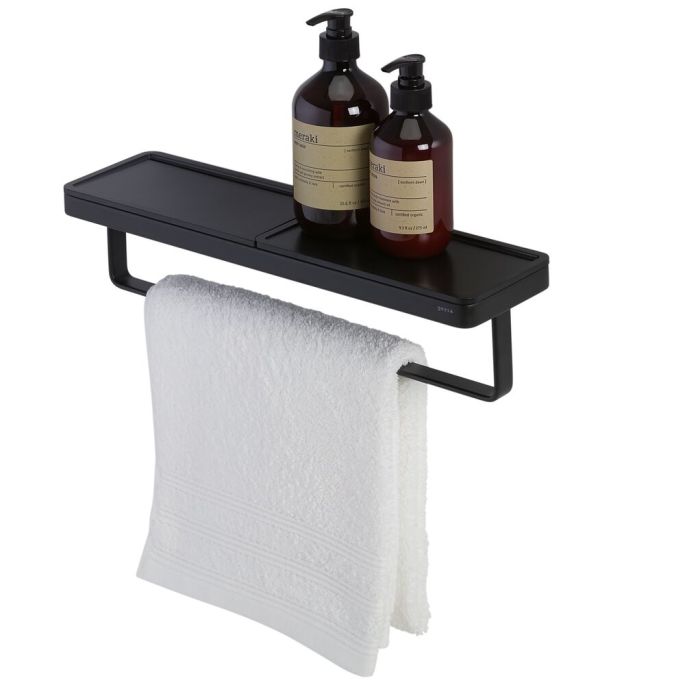 Geesa Frame 918853-06-06-420 handdoekrek met planchet zwart