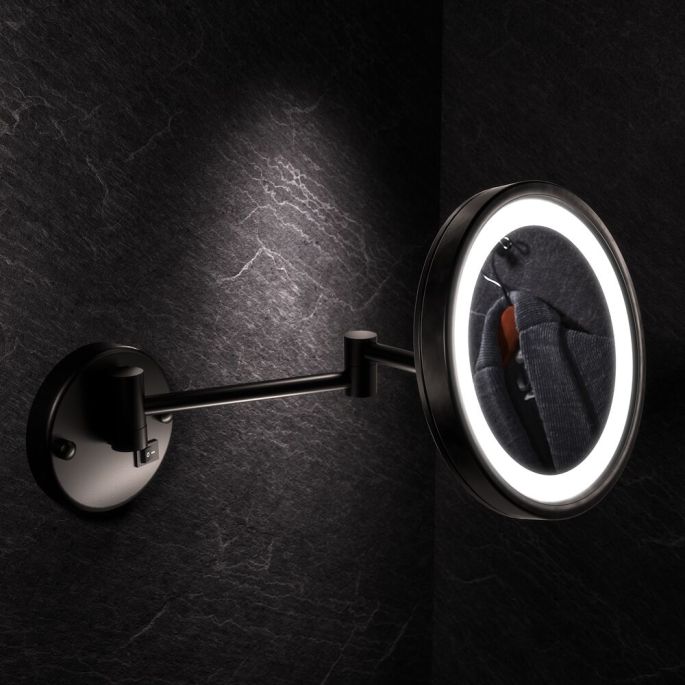 Geesa Mirror 911093-06 scheerspiegel LED-verlichting 2-armig 3x vergrotend ø 215 mm zwart