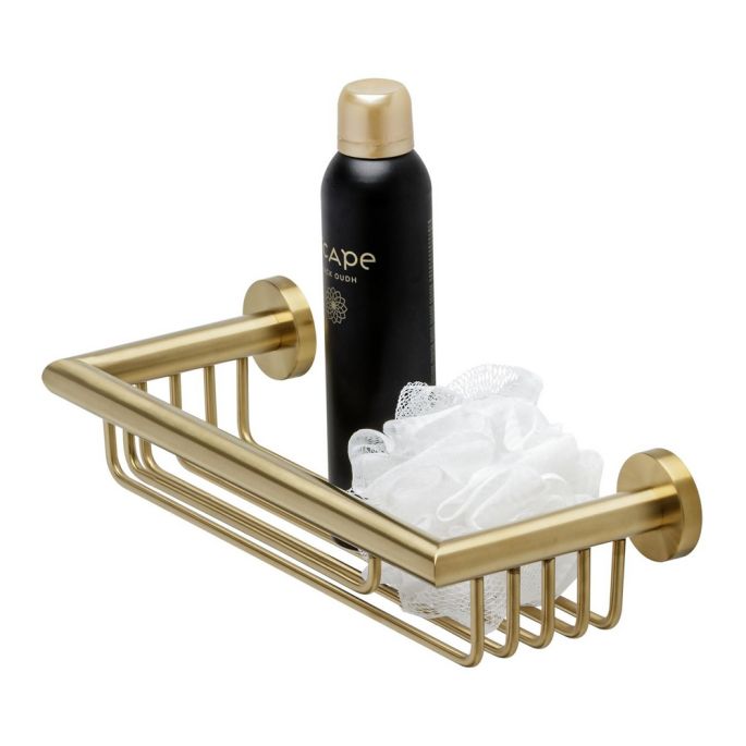 Geesa Nemox Brushed Gold 916514-07-30 bottle and sponge holder 300mm brushed gold