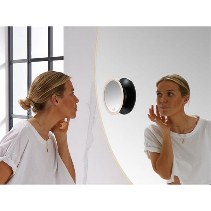 Hipp Design SPV1546 externe losse LED vergrootspiegel 5x zwart voor bevestiging op spiegel