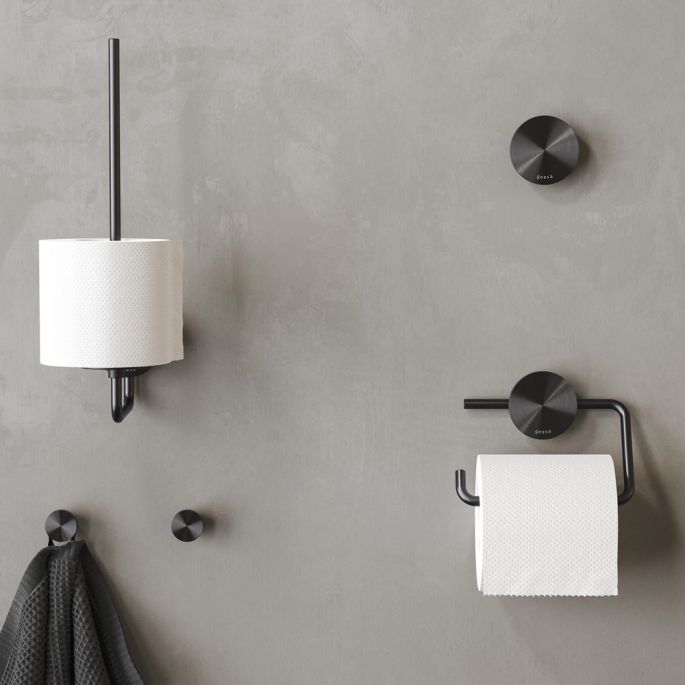 Geesa Opal Brushed Metal Black 917212-09 reserverolhouder zwart metaal geborsteld