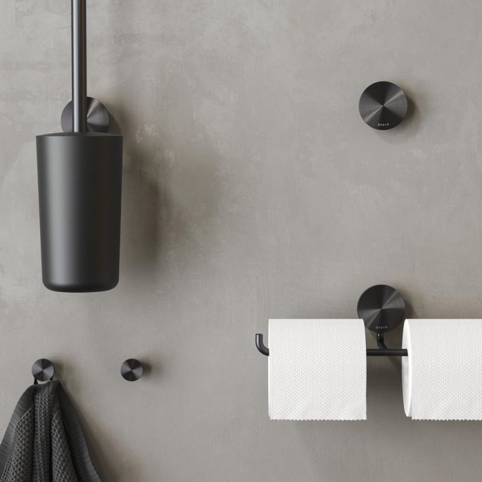 Geesa Opal Brushed Metal Black 917218-09 toiletrolhouder dubbel zwart metaal geborsteld